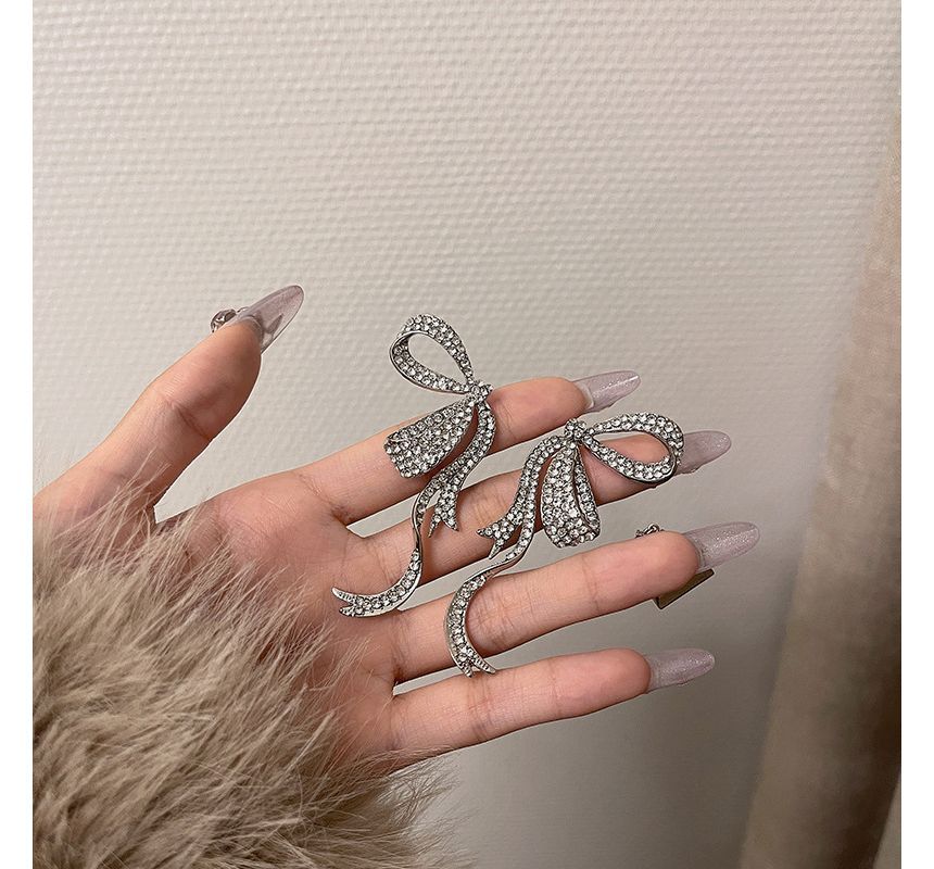 Stud Earring Rhinestone Bow