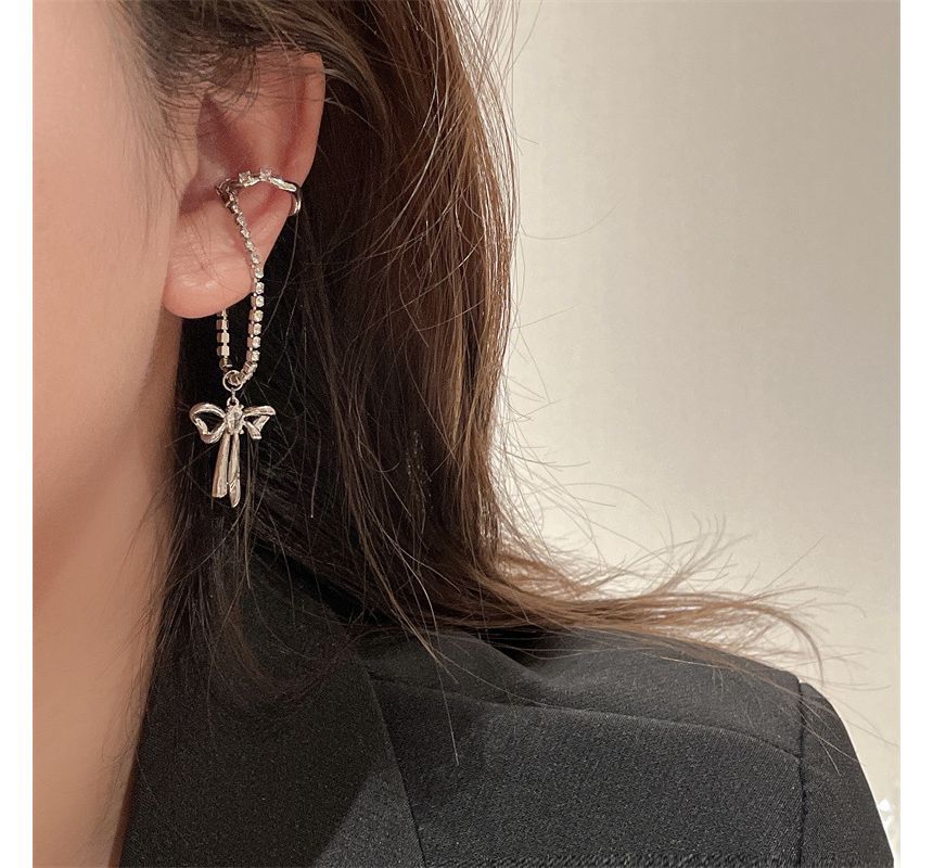 Rhinestone Bow Cuff Ear
