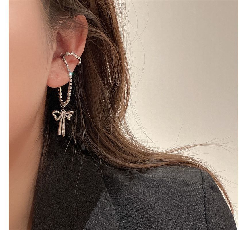 Rhinestone Bow Cuff Ear