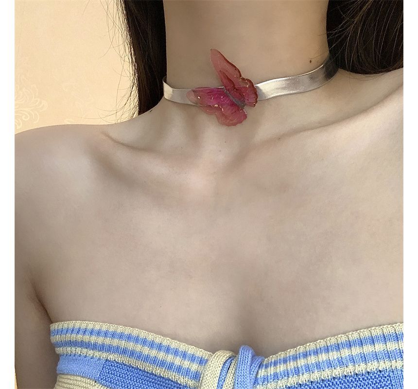 Leather Faux Butterfly Choker