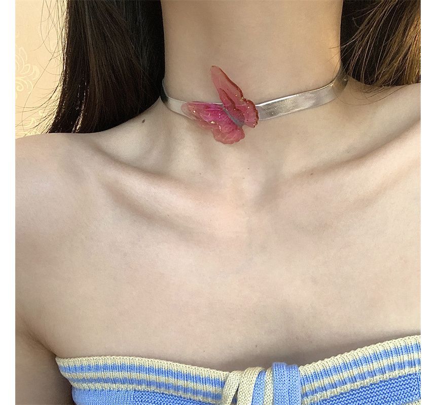 Leather Faux Butterfly Choker