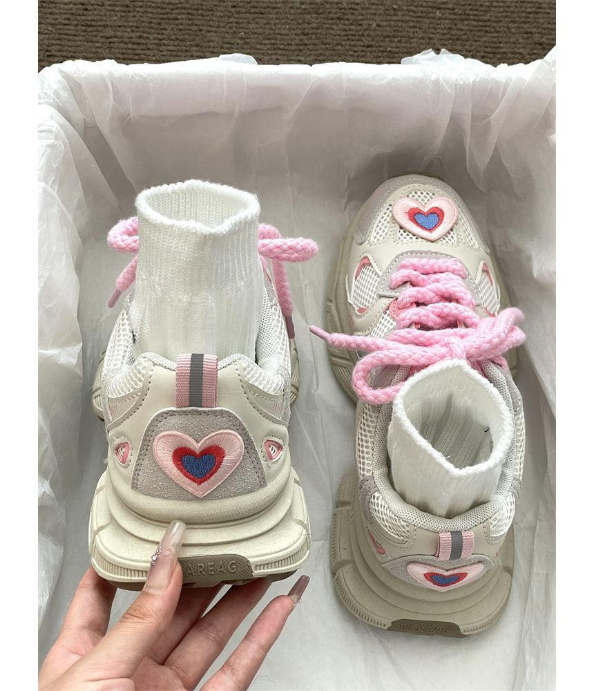 Heart Applique Platform Sneakers