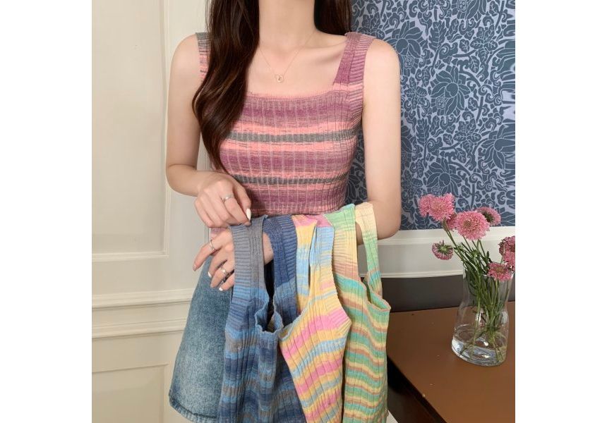 Striped Sleeveless Top Knit