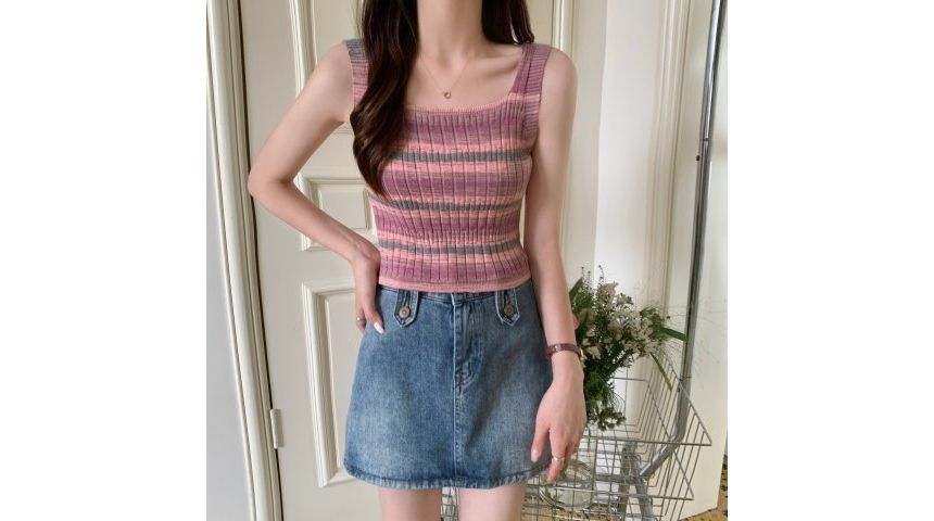 Striped Sleeveless Top Knit