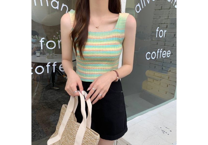 Striped Sleeveless Top Knit