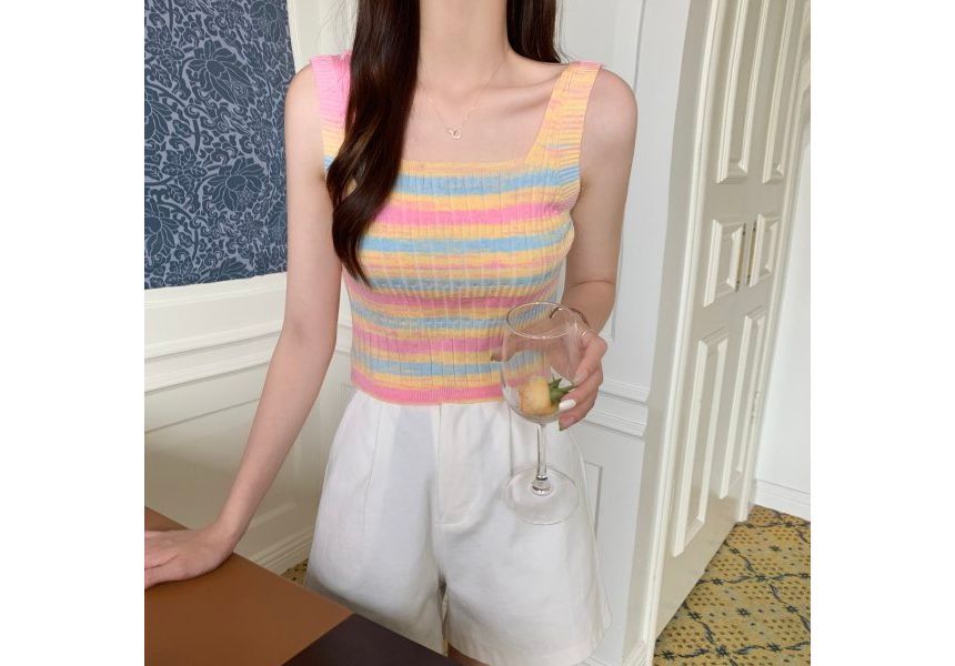 Striped Sleeveless Top Knit