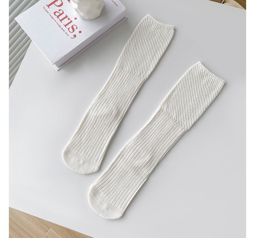 Plain Ribbed Knit Socks