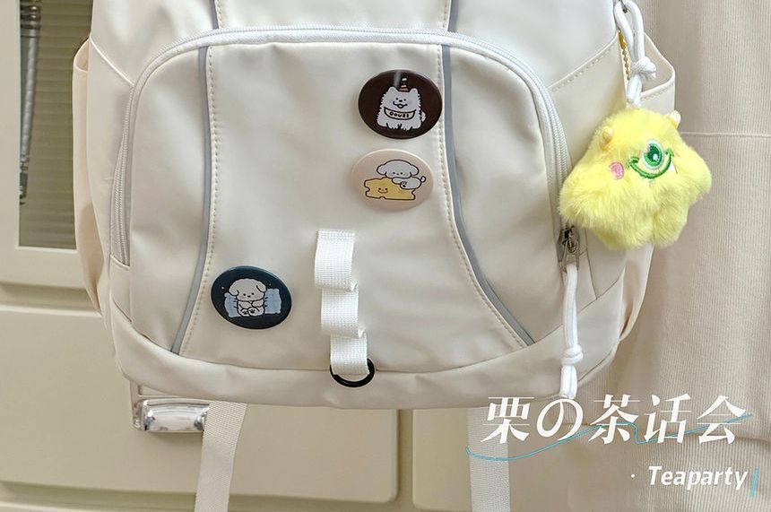 Cat Embroidered Multi-Pocket Backpack / Bag Charm / Set