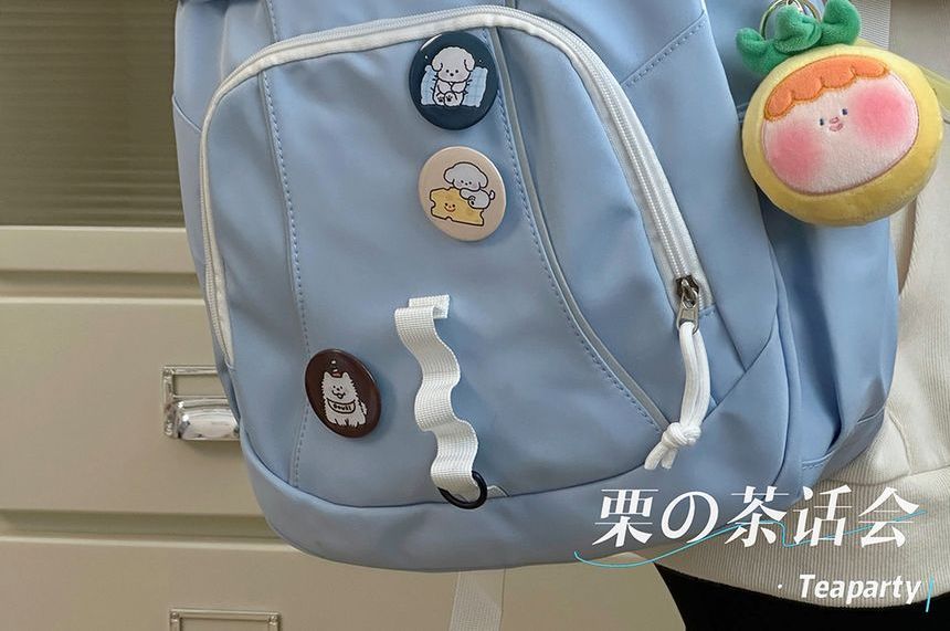 Cat Embroidered Multi-Pocket Backpack / Bag Charm / Set