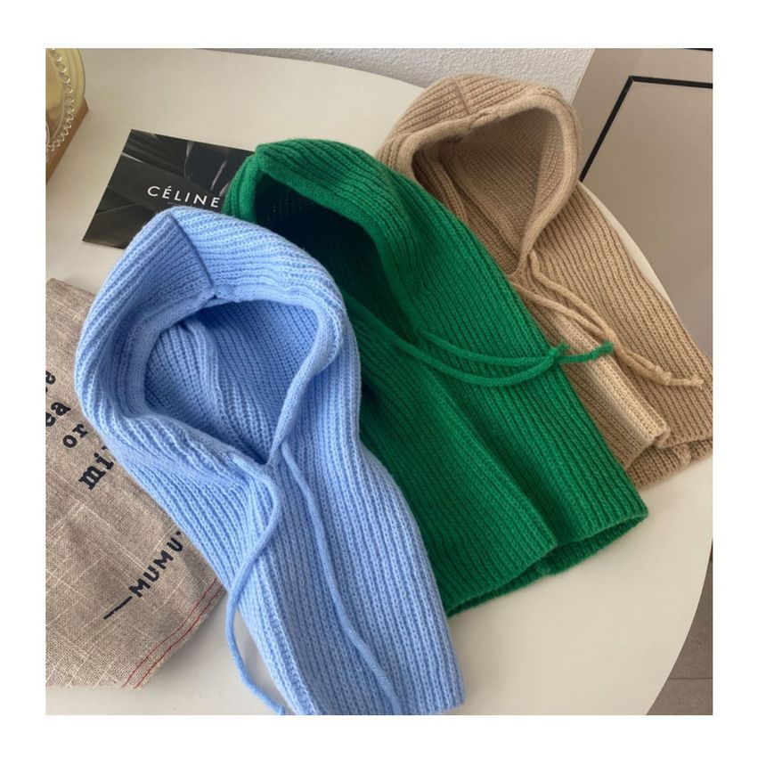 Plain Drawstring Knit Balaclava