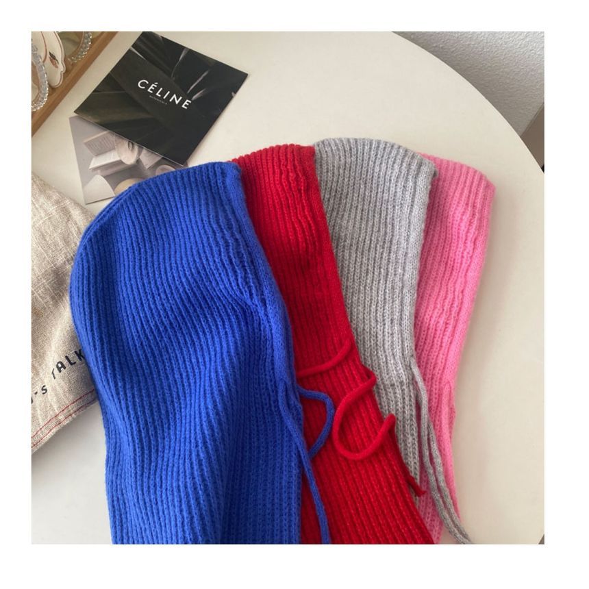 Plain Drawstring Knit Balaclava