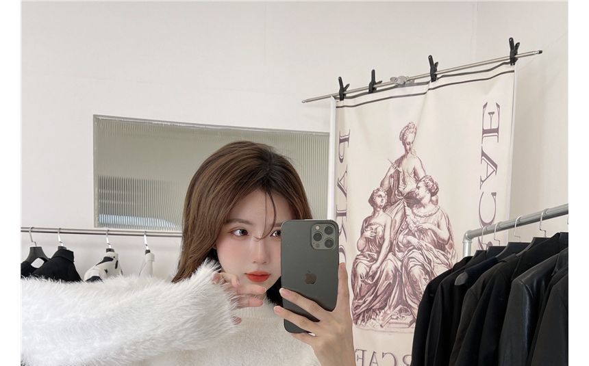 Sweater Cropped Plain Neck Round