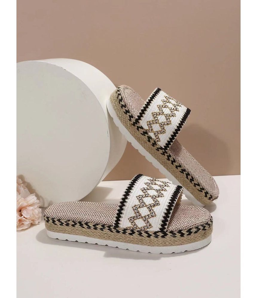 Slide Patterned Platform Sandals