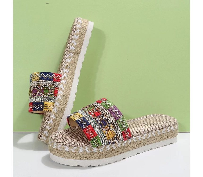 Slide Patterned Platform Sandals