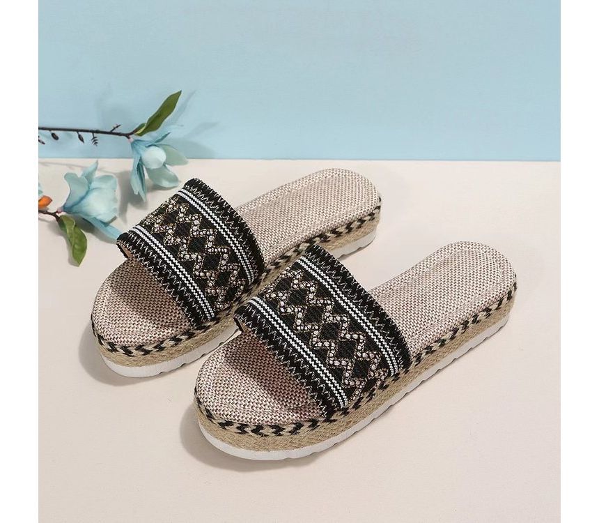 Slide Patterned Platform Sandals