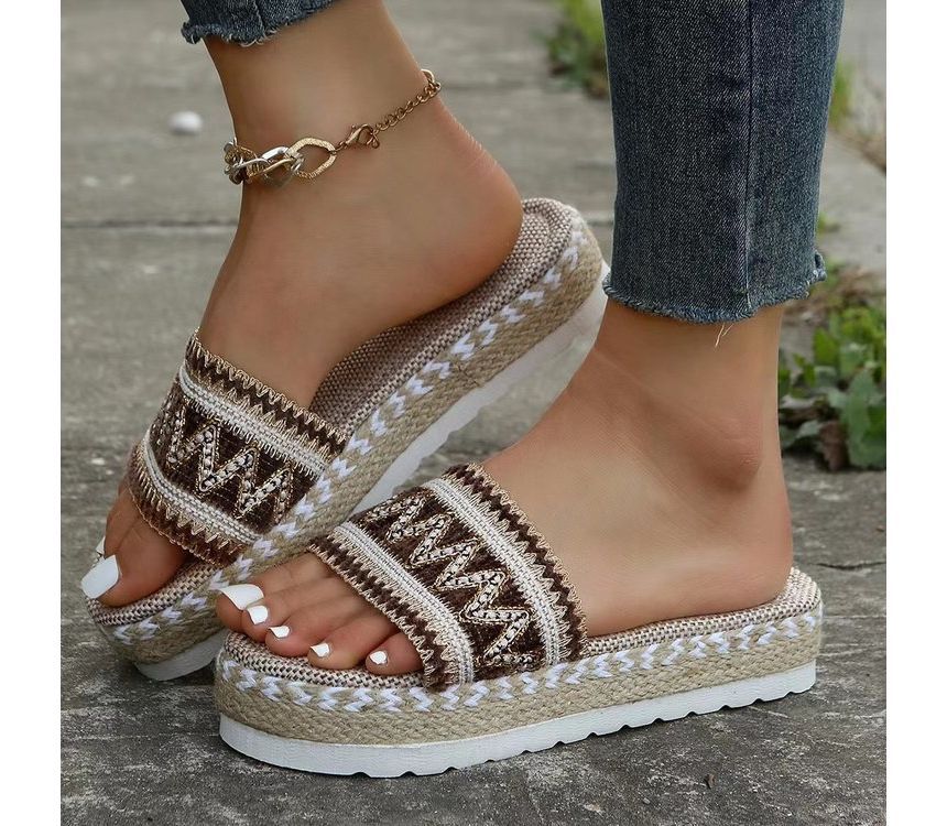 Slide Patterned Platform Sandals