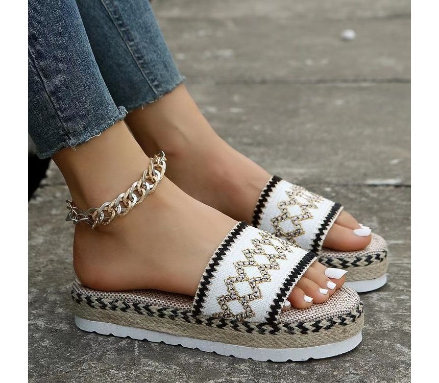 Slide Patterned Platform Sandals