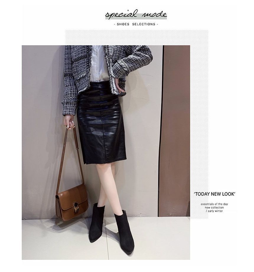 Boots Pointed Heel Ankle Chunky