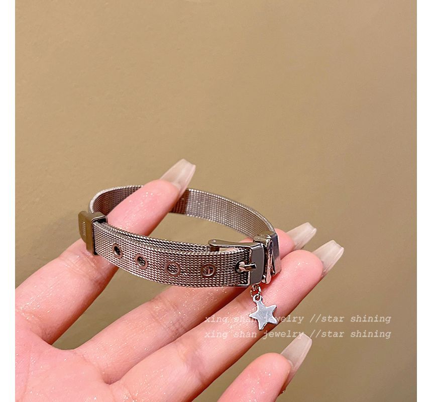 Leather / Bracelet Alloy Faux Buckled Star Pendant