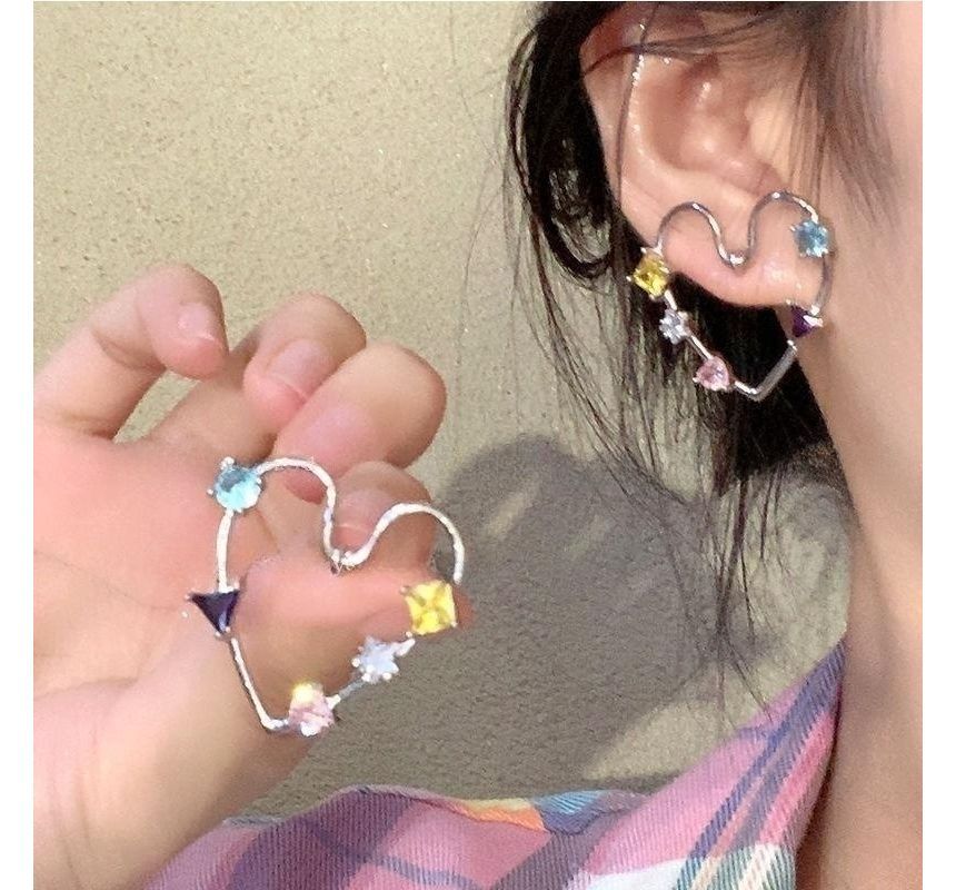Heart Alloy Rhinestone Stud Earring