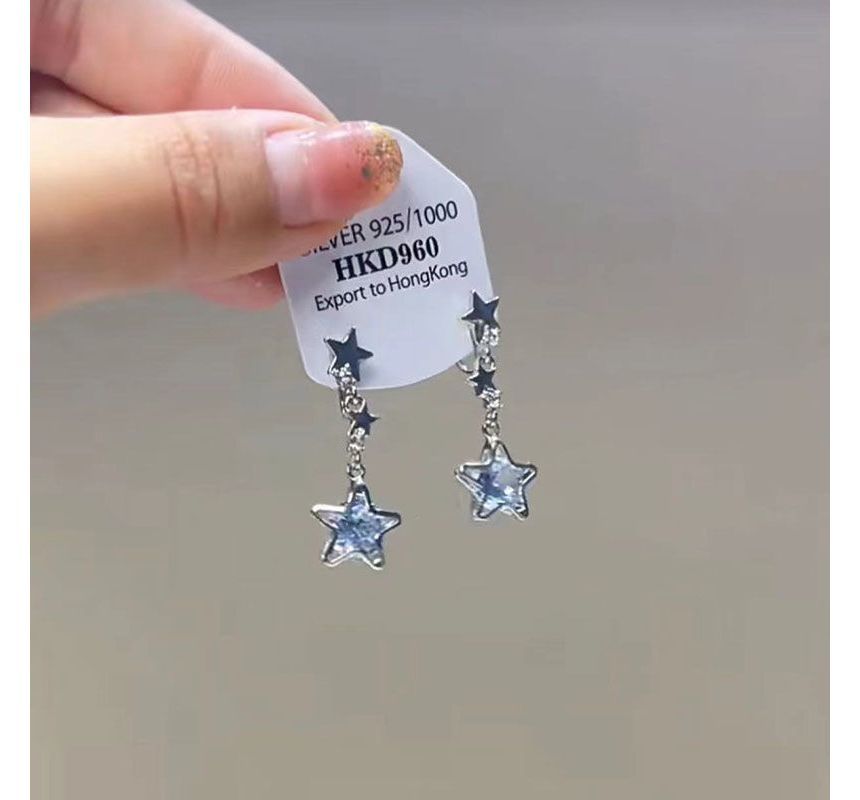 Rhinestone Alloy Earring Dangle Star