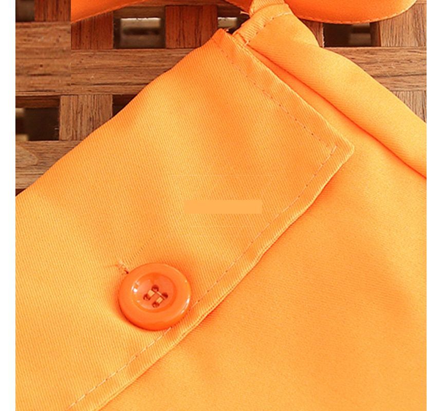 Nylon Plain Buttoned Crossbody Pouch