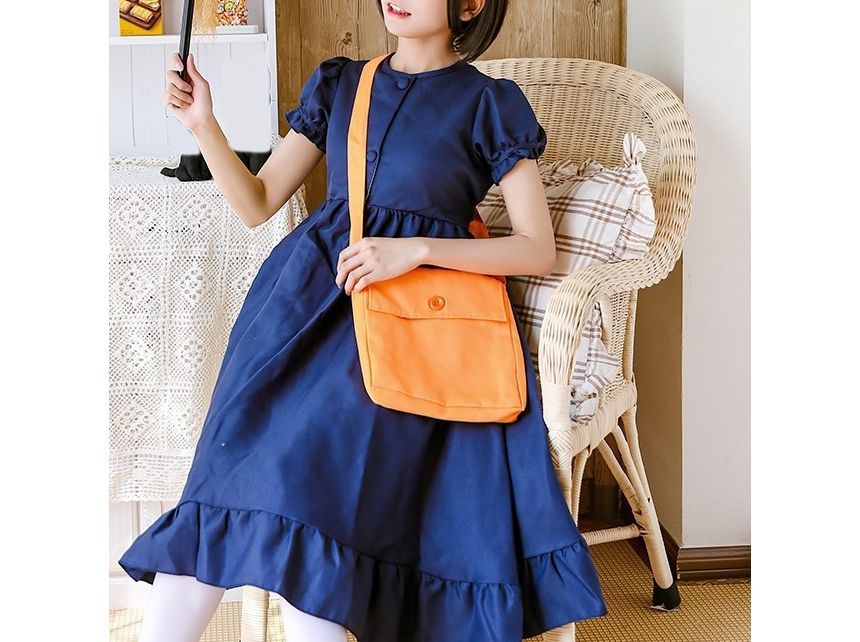 Nylon Plain Buttoned Crossbody Pouch