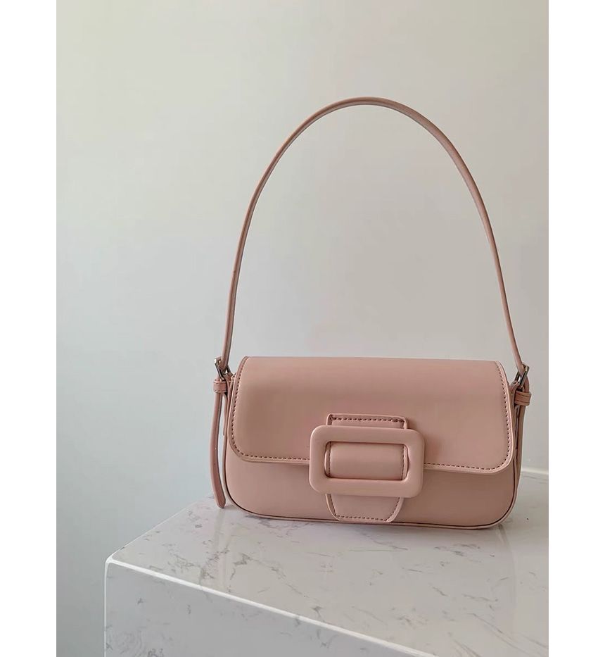 Buckled Bag Flap Faux Shoulder Leather