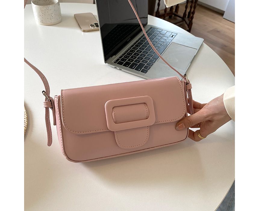Buckled Bag Flap Faux Shoulder Leather