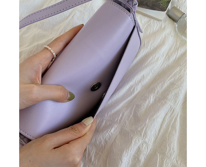 Buckled Bag Flap Faux Shoulder Leather