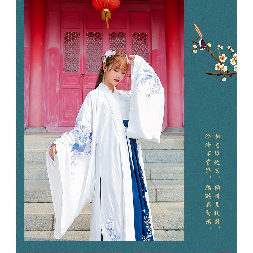 Embroidered Hanfu Blouse / Light Jacket / High Waist Maxi A