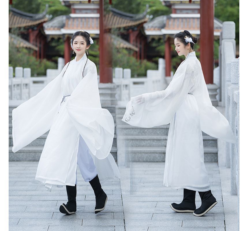 Couple Matching Embroidered Hanfu Blouse / Light Jacket / Pants / Belt