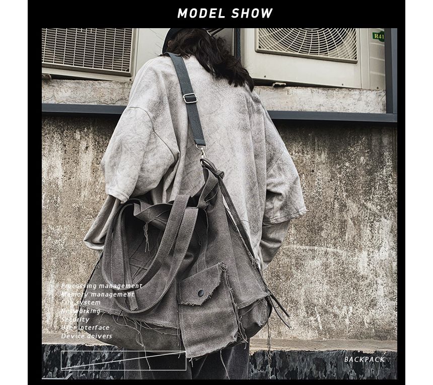 Crossbody Multi-Pocket Bag Frayed