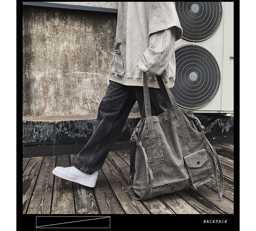 Crossbody Multi-Pocket Bag Frayed