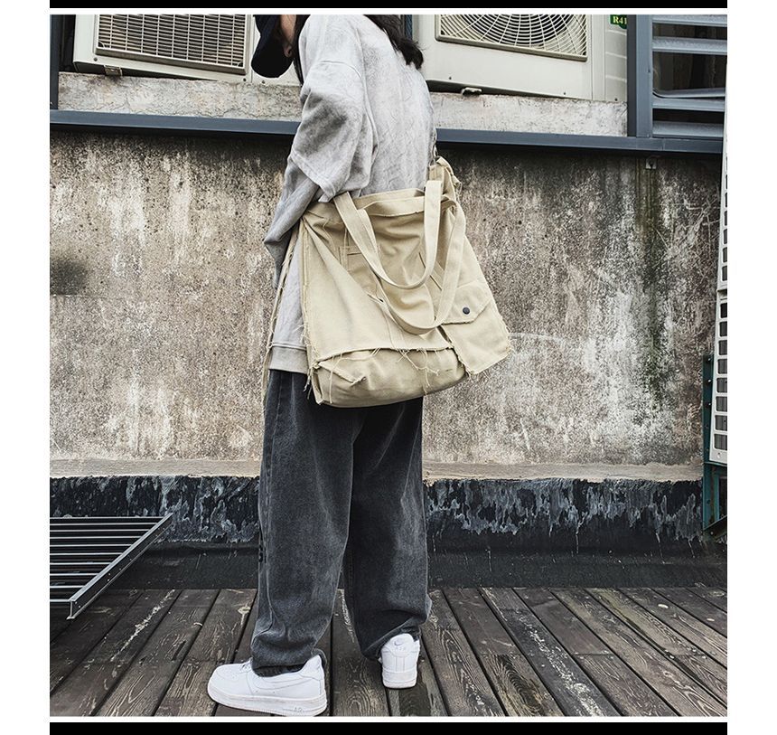 Crossbody Multi-Pocket Bag Frayed