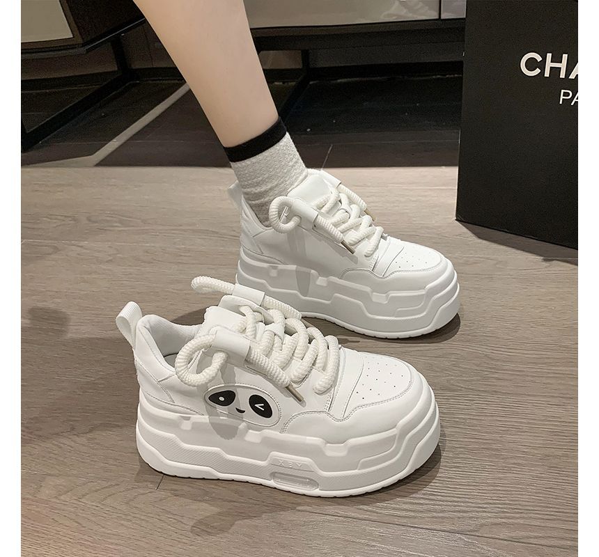 Sneakers Panda Platform Applique Lace-Up