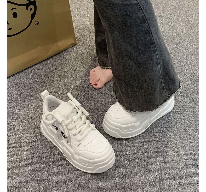Sneakers Panda Platform Applique Lace-Up