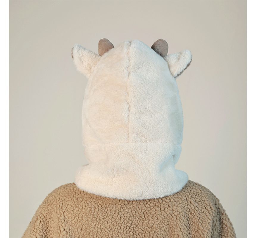 Cow Ear Fluffy Hooded Keyhole Scarf