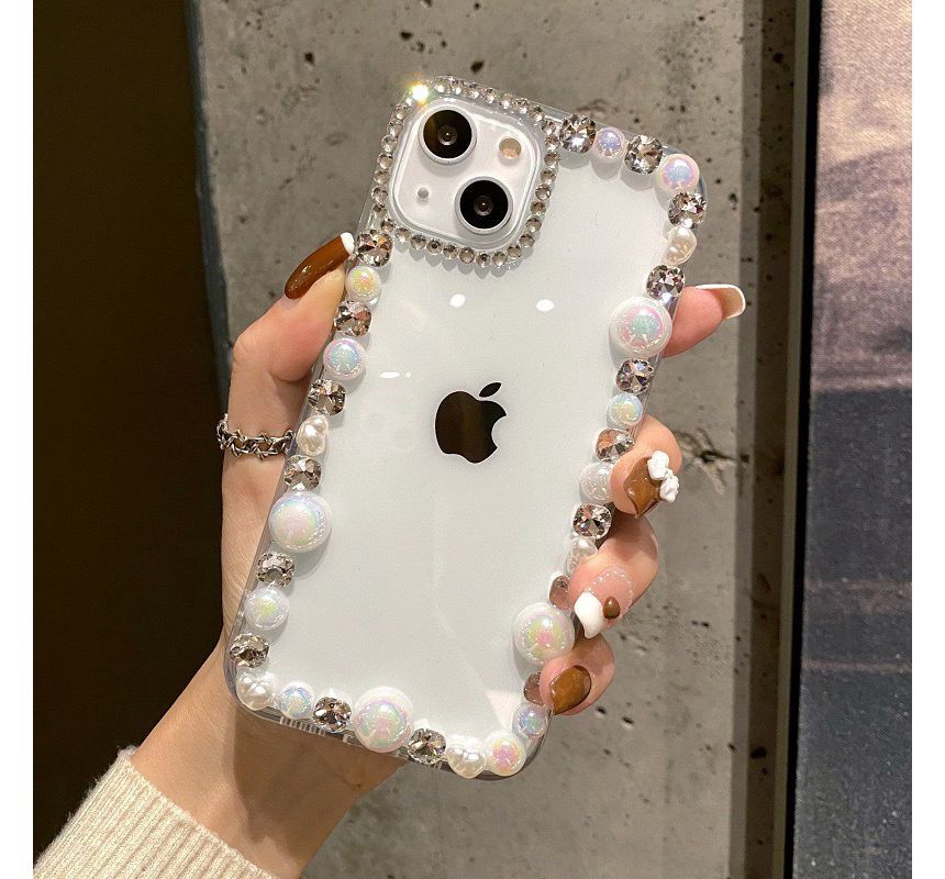 Faux Pearl / Mirrored Transparent Phone Case