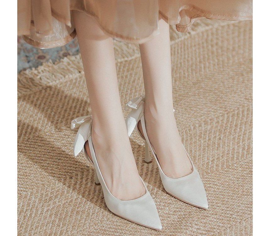 Heel Cutout Stiletto Pumps Bow