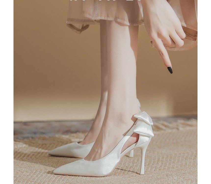 Heel Cutout Stiletto Pumps Bow