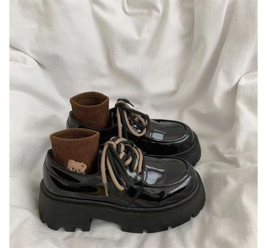 Shoes Lace-Up Faux Platform Leather