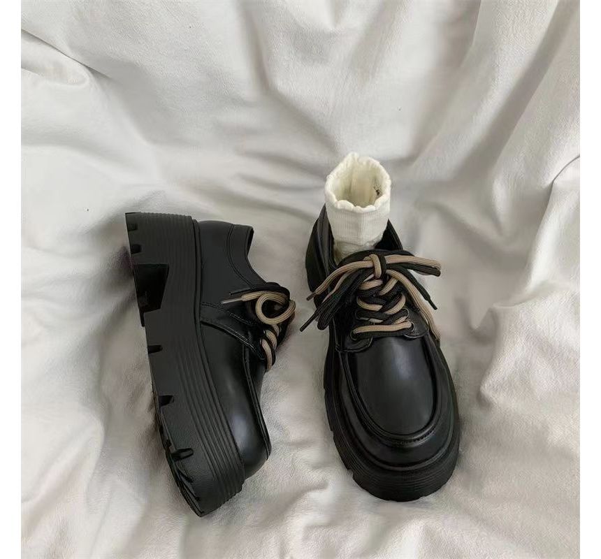 Shoes Lace-Up Faux Platform Leather