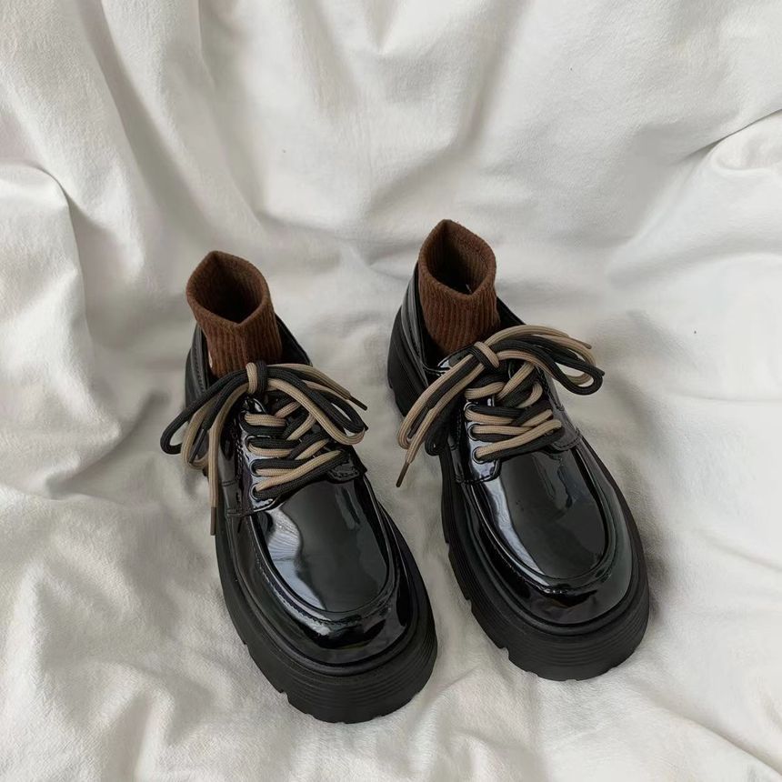 Shoes Lace-Up Faux Platform Leather