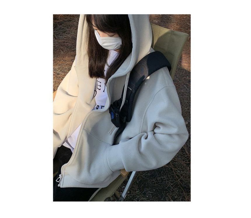 Zip Hoodie Plain Oversized