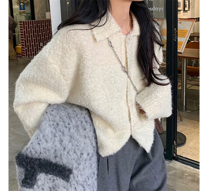 Collar Cardigan Plain