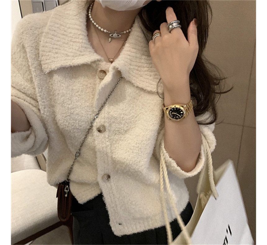 Collar Cardigan Plain