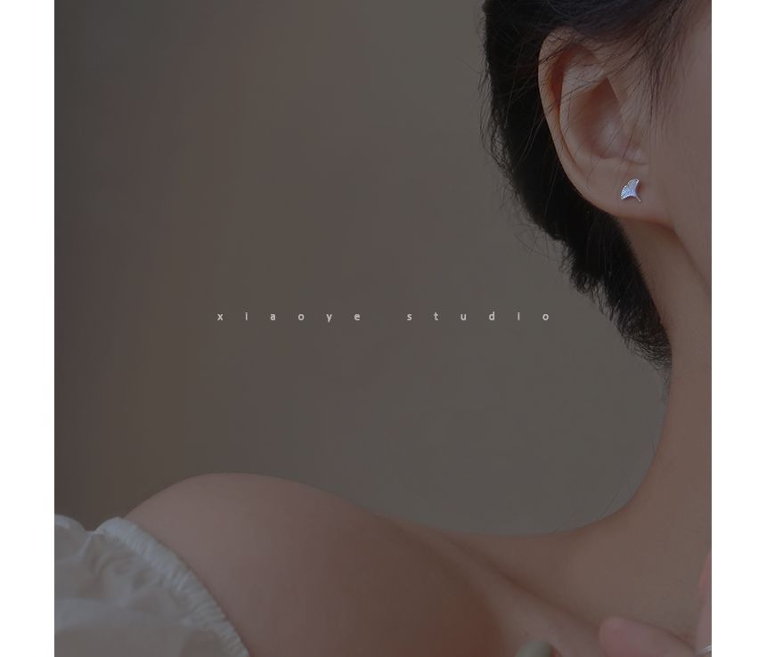 Earring Stud Silver Leaf