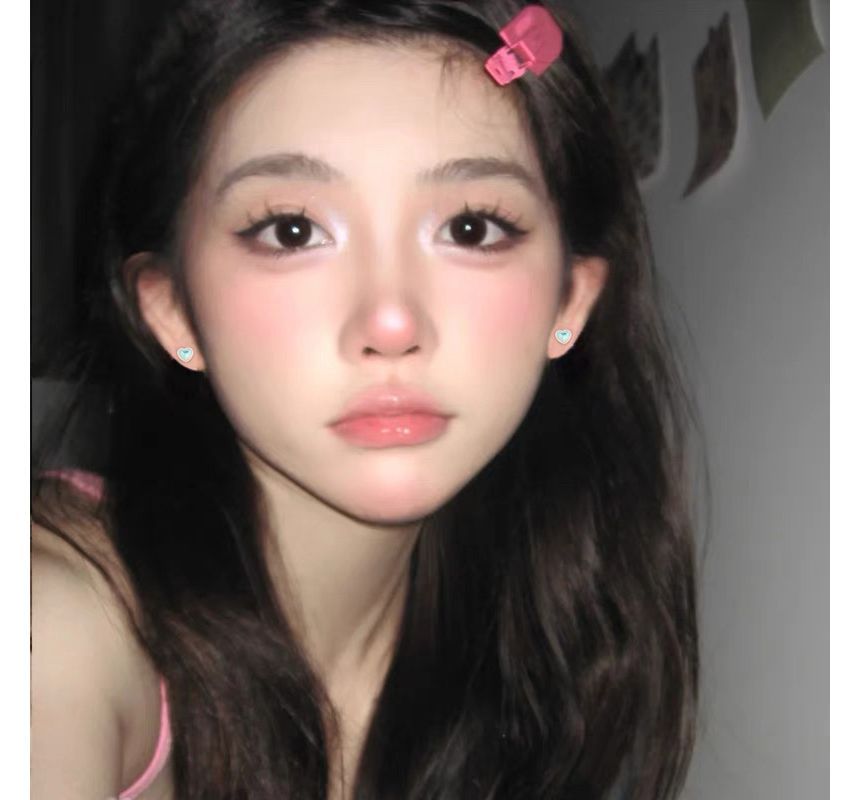 Silver Sterling Heart Barbell Moonstone Earring