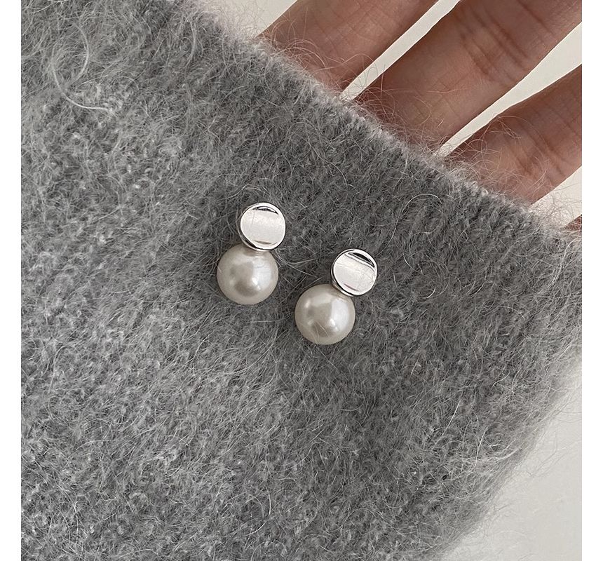 Pearl Drop Sterling Earring Faux Silver
